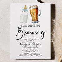 Deux Bébés Brassent Bouteille Baby shower Bière