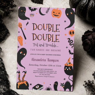 Invitation Deux bébés brassent des jumeaux Halloween Baby Sho