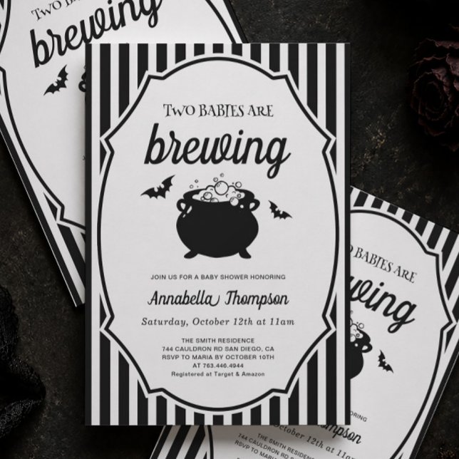Invitation Deux bébés se préparent Jumeaux Halloween Baby Sho (Créateur téléchargé)