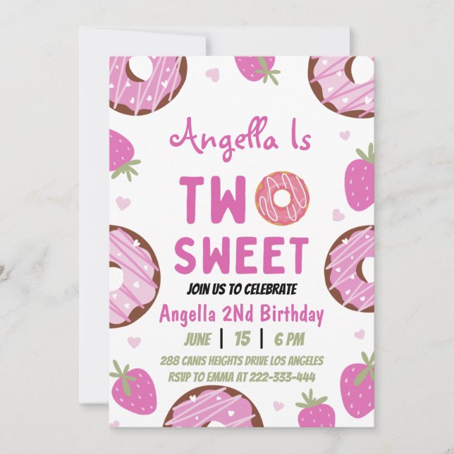 Invitation Deux beignets sucrés 2e fête d'anniversaire (Devant)