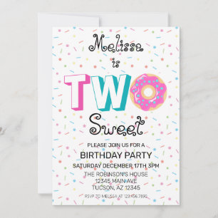 Invitation Deux beignets sucrés 2e fête d'anniversaire