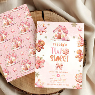Invitation Deux biscuits de Noël doux fille 2e anniversaire