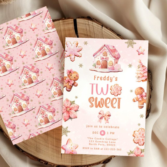 Invitation Deux biscuits de Noël doux fille 2e anniversaire (Créateur téléchargé)