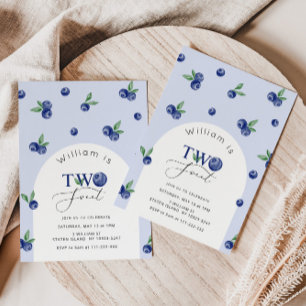 Invitation Deux blueberry doux garçon 2e anniversaire