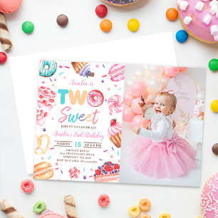Invitation Deux bonbons à beignets sucrés 2e anniversaire Pho