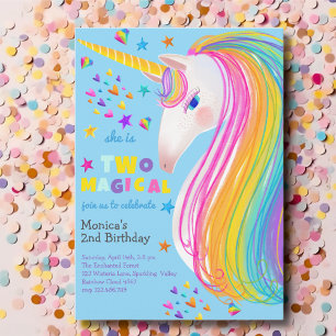 Invitation Deux bonbons arc-en-ciel magique unicorne deuxième