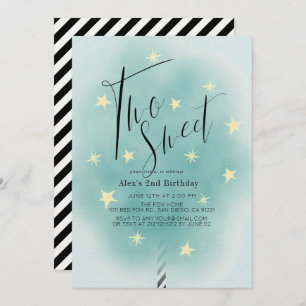 Invitation Deux bonbons Turquoises en coton doux garçon 2e an