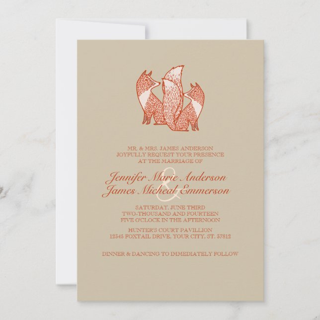 Invitation Deux Brown et ivoires Rencontres de mariage (Devant)