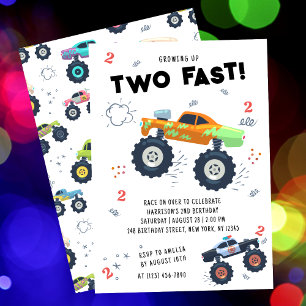 Invitation Deux Camions Monster pour Enfants 2 Ans Rapide