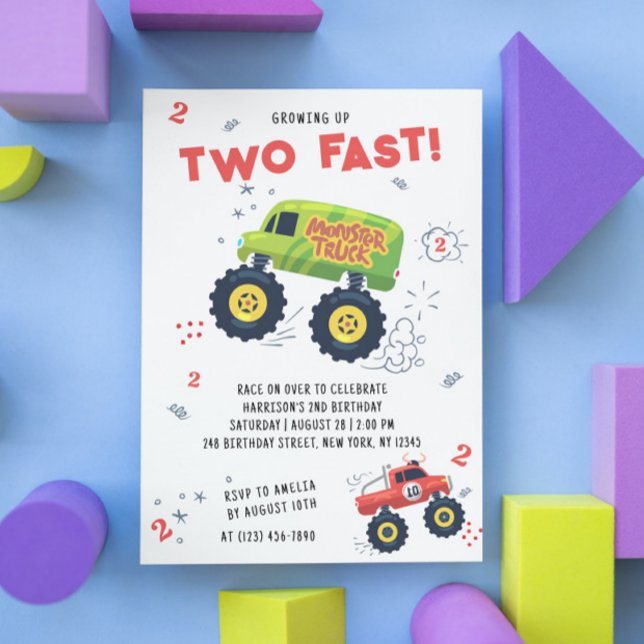 Invitation Deux Camions Monster pour Enfants 2 Ans Rapide (Créateur téléchargé)