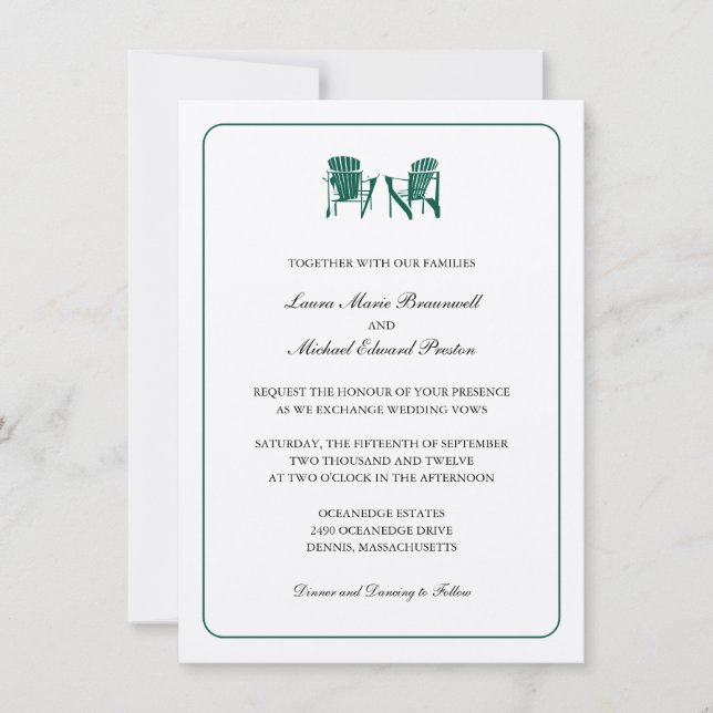 Invitation Deux chaises Adirondack Mariage (Devant)