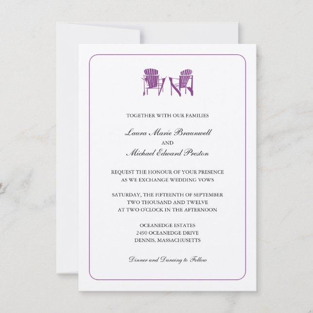 Invitation Deux chaises Adirondack Mariage (Devant)