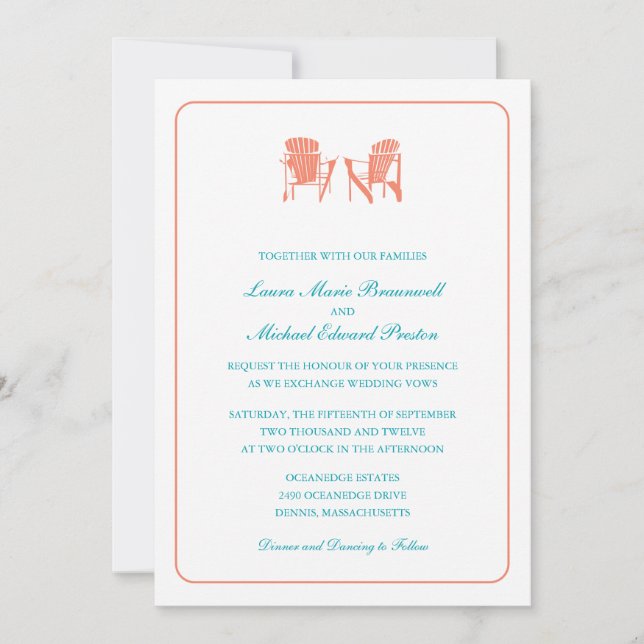 Invitation Deux chaises Adirondack Mariage (Devant)