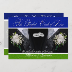 Invitation Deux chambres Gay Mariage ou civil Union Blue Gree