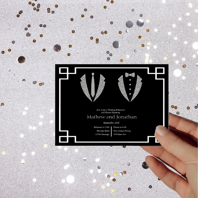 Invitation Deux Chambres Gay Tuxedo Mariage Répétition (Créateur téléchargé)