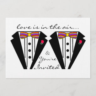 Invitation Deux Chambres Mariage Tuxedo Avec Cravate Rainbow 
