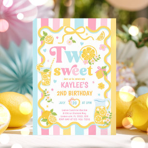 Invitation Deux Citron Sucré Eté 2ème Fête d'Anniversaire
