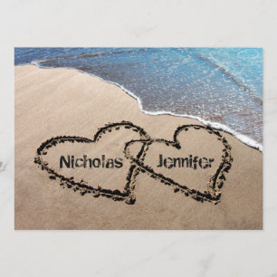 Invitation Deux Coeurs Dans L'Invitation De Mariage Sand Beac