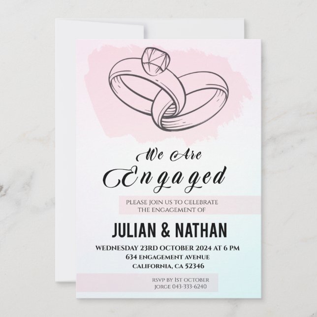 Invitation Deux coeurs, deux anneaux engagent une promesse de (Devant)