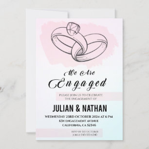 Invitation Deux coeurs, deux anneaux engagent une promesse de