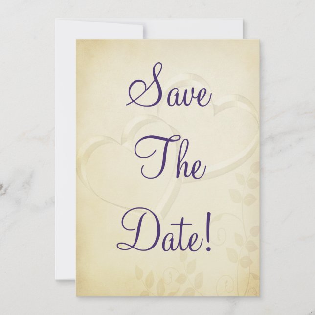Invitation Deux cœurs mariage à retenir la date (Devant)