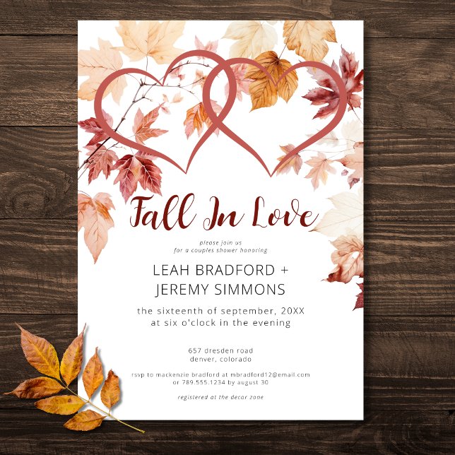 Invitation Deux Coeurs Modernes Tombent Dans La Fête des mari (Modern Two Hearts Fall In Love Bridal Shower Invitation)
