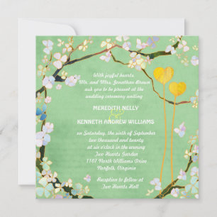 Invitation Deux Coeurs Rustique Mariage vert Pistache