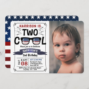 Invitation Deux Cool 4 juillet garçons Photo 2e anniversaire