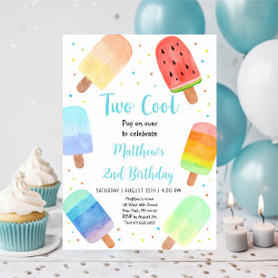 Invitation Deux Cool Blue Popsicle Anniversaire