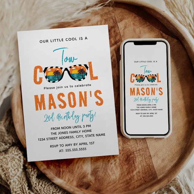 Invitation Deux Cool Boy 2e fête d'anniversaire (Créateur téléchargé)