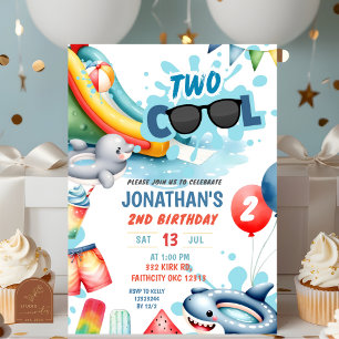 Invitation Deux Cool de piscine fête d'anniversaire