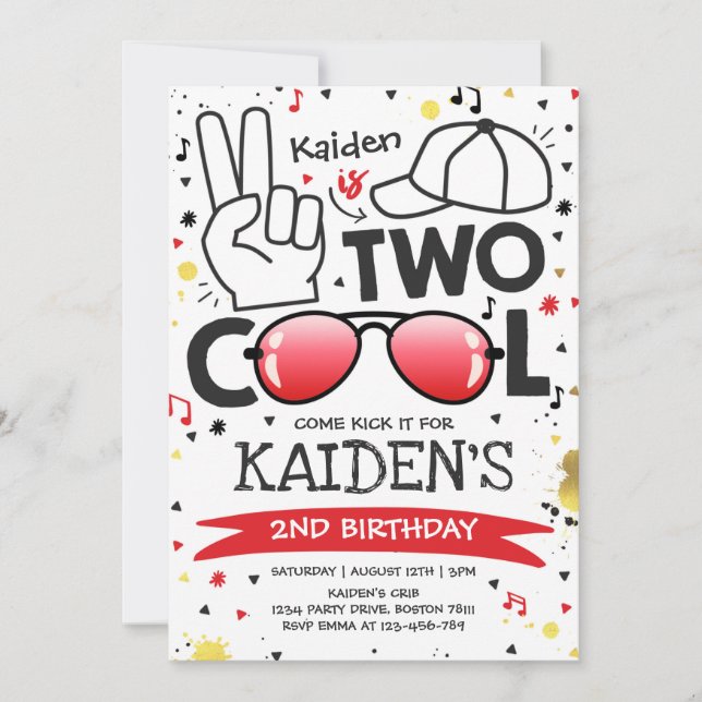 Invitation Deux Cool fête d'anniversaire I'm Two Cool 2e anni (Devant)