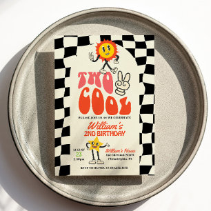 Invitation Deux Cool fête d'anniversaire Retro Far Out 2e ann