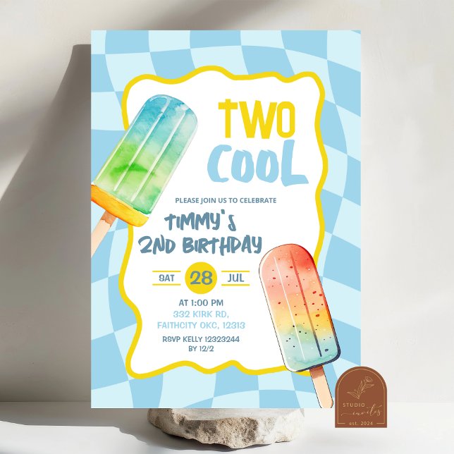 Invitation Deux Cool Glace Bleue Anniversaire Garçon Été (Créateur téléchargé)