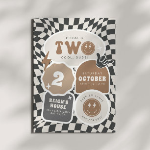 Invitation Deux Cool, Mec !   Garçons 2e Patinage Retro Anniv