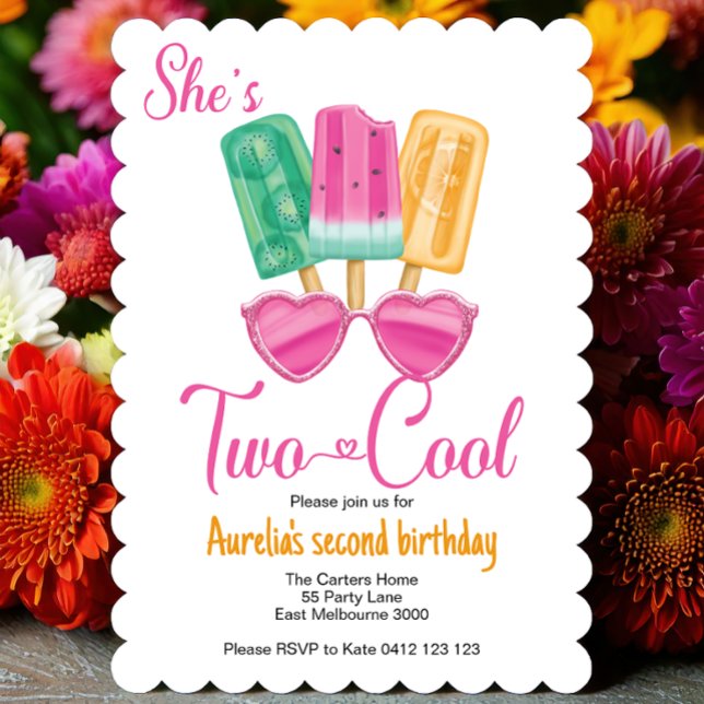 Invitation Deux Cool mignonnes Popsicle premier anniversaire (Créateur téléchargé)