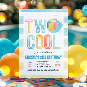Invitation Deux Cool Pool Party Beach 2e fête d'anniversaire