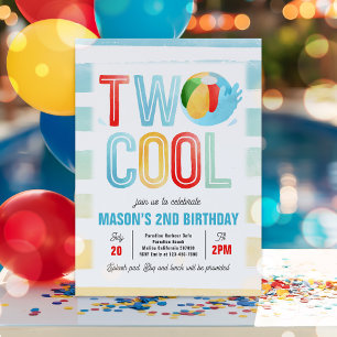 Invitation Deux Cool Pool Party Beach 2e fête d'anniversaire