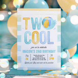 Invitation Deux Cool Pool Party Beach 2e fête d'anniversaire
