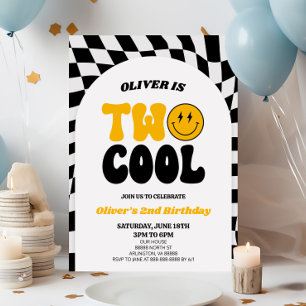 Invitation Deux Cool Retro Arch Premier 2e fête d'anniversair