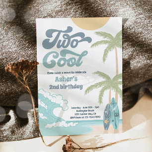 Invitation Deux Cool Retro Surf Beach 2e fête d'anniversaire
