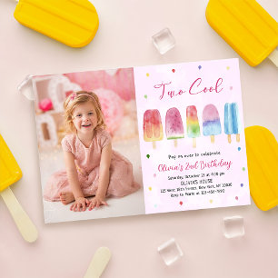 Invitation Deux Cool Rose Popsicle Girl Birthday Photo