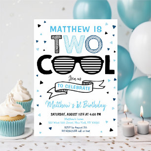 Invitation Deux Cool Sunglass Boy Deuxième anniversaire