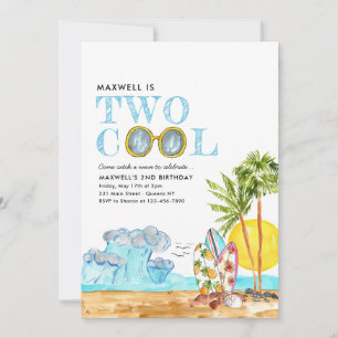 Invitation Deux Cool surf Waves Tropical Beach 2e anniversair