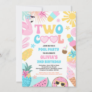 Invitation Deux Cool Tropical Summer Beach 2e fête d'annivers