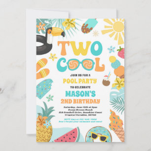Invitation Deux Cool Tropical Summer Beach 2e fête d'annivers
