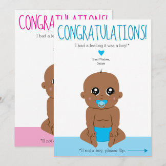 Invitation Deux côtés Baby Genre Révéler Ethnic Félicats Card