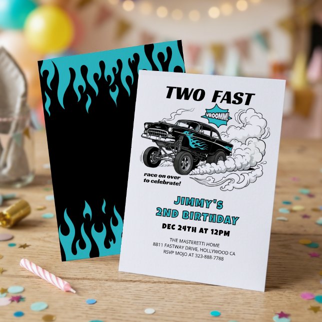 Invitation Deux courses de voiture rapides 🏁 Gasser 2e anniv (Créateur téléchargé)