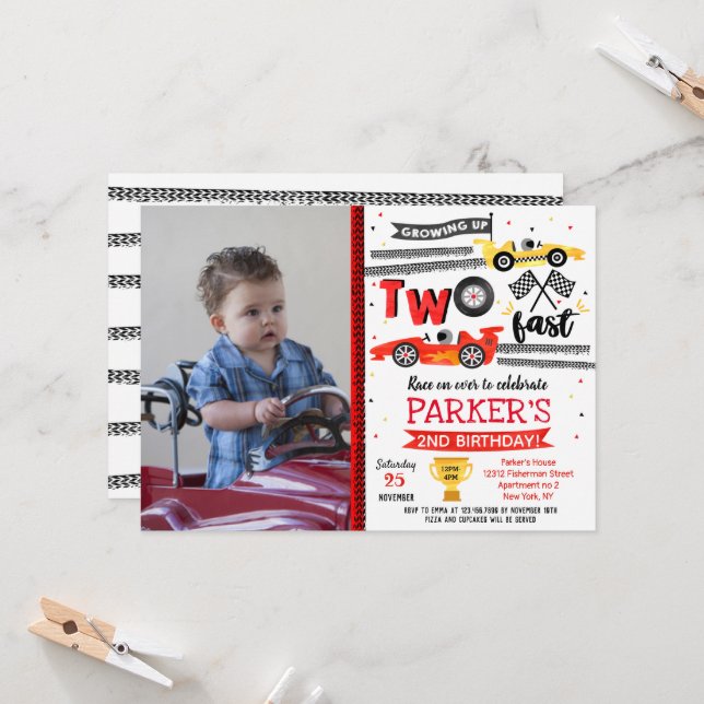 Invitation Deux courses de voitures rapides 2e anniversaire I (Devant/Arrière en situation)
