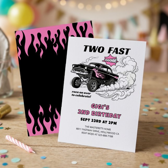 Invitation Deux courses rapides Fille de voiture Gasser 2e an (Créateur téléchargé)